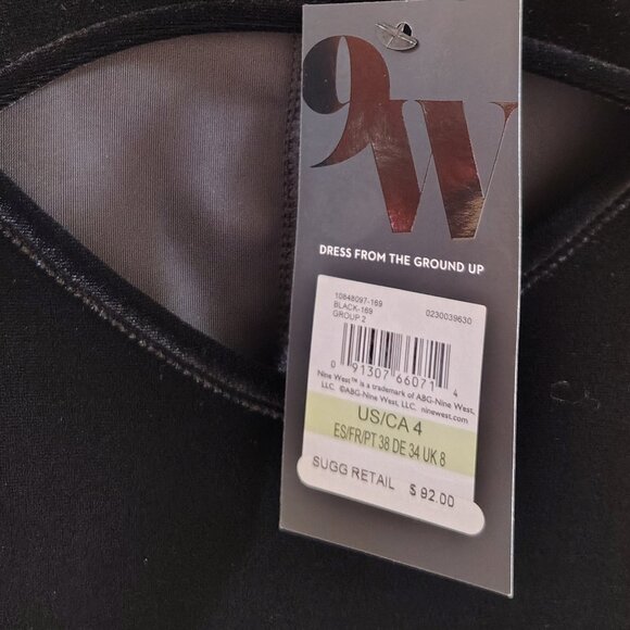 Nine West Black Velvet Cutout Midi Dress NWT Size 4 Holiday Cocktail New Years - Picture 2 of 3